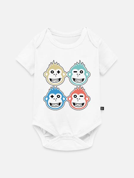 4 glückliche Affen - Baby Premium Kurzarmbody - Weiß