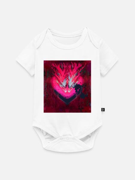 Neon Herz im Dunkelrot - Baby Premium Kurzarmbody - Weiß
