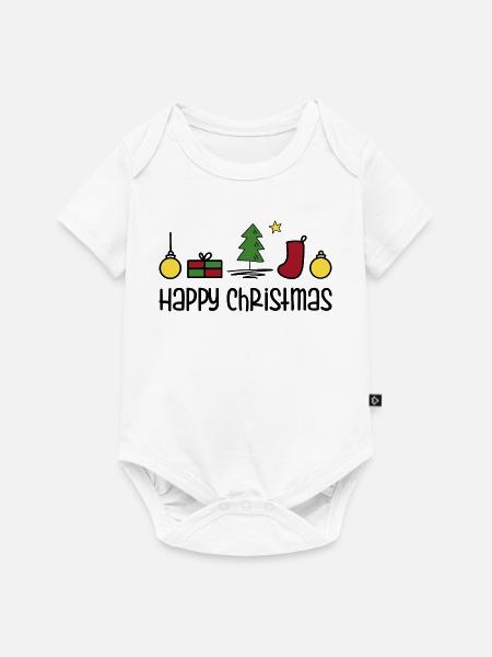 Happy Christmas - Baby Premium Kurzarmbody - Weiß