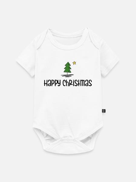 Happy Christmas - Baby Premium Kurzarmbody - Weiß