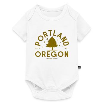 Logo d’arbre vintage à Portland, Oregon - Body à manches courtes Premium Bébé - blanc - Devant