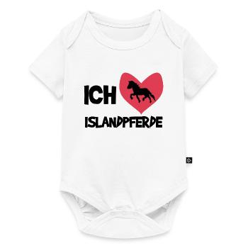 Herz Ich Liebe Pferde Statement Islandpferde - Baby Premium Kurzarmbody - Weiß - Vorne