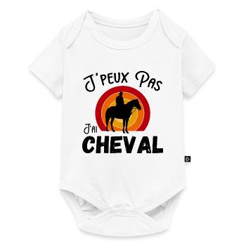 j'peux pas j'ai cheval -Retro vintage - Body à manches courtes Premium Bébé - blanc - Devant