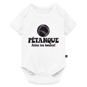 3 Boulekugeln für Bouler Boulekugel Petanque Boule - Baby Premium Kurzarmbody - Weiß - Vorne