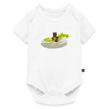 Bär auf Wolke mit Sternen - Baby Premium Kurzarmbody - Weiß - Vorne