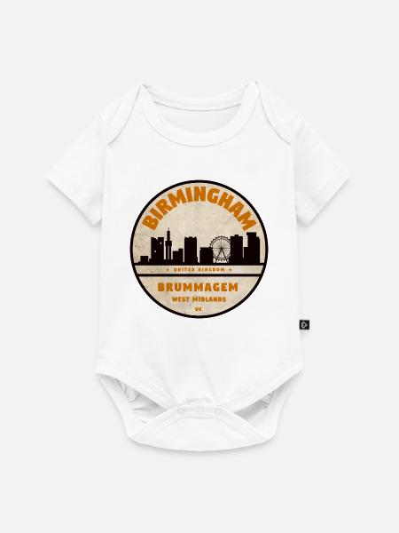 Brummagem Skyline West Midlands Badge - Baby Premium Kurzarmbody - Weiß