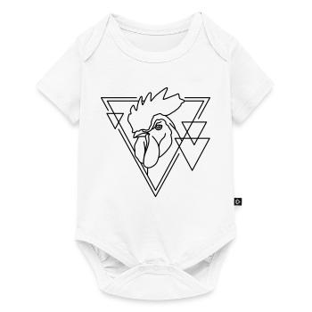 Coq en forme géométrique - Conception d’art au trait - Body à manches courtes Premium Bébé - blanc - Devant