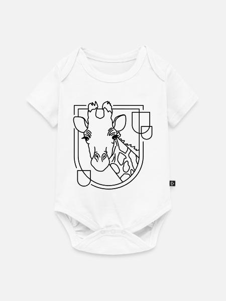 Giraffe in geometrischer Form - Line-Art-Design - Baby Premium Kurzarmbody - Weiß