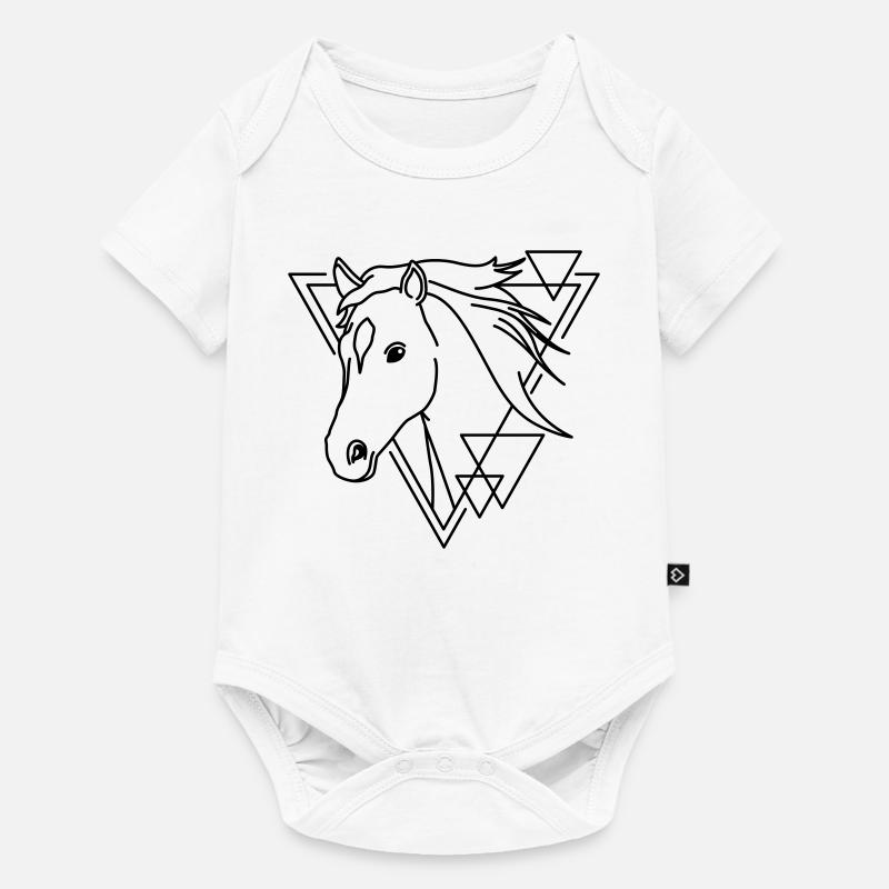 Cheval en forme géométrique - Conception d’art au trait - Body à manches courtes Premium Bébé - blanc