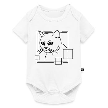 Chat en forme géométrique - Conception d’art au trait - Body à manches courtes Premium Bébé - blanc - Devant