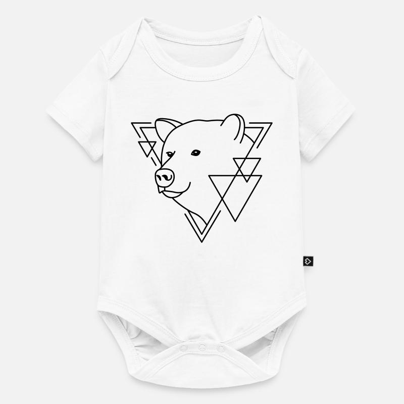 Bear in Geometric Shape - Line Art Design - Baby Premium short-sleeve bodysuit - white