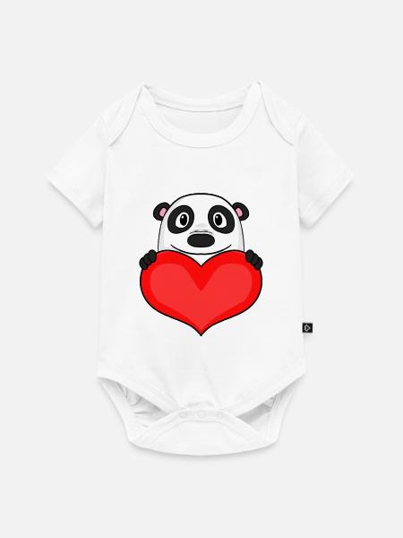 Panda mit Herz - Liebe Romantisch - Baby Premium Kurzarmbody - Weiß