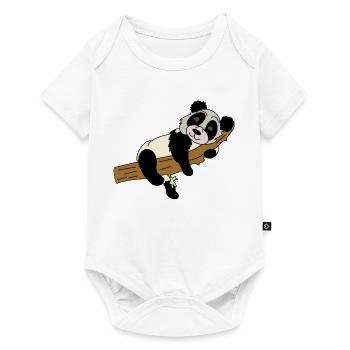 Panda auf Ast Illustration - Baby Premium Kurzarmbody - Weiß - Vorne