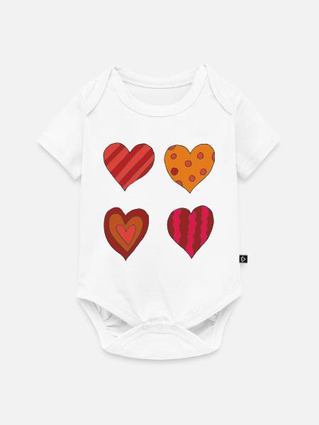 Herzen variation 4er - Baby Premium Kurzarmbody - Weiß