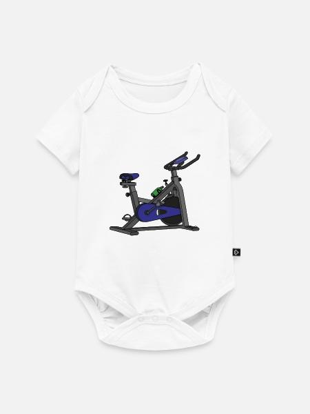 Blue Spin Fahrrad - Baby Premium Kurzarmbody - Weiß