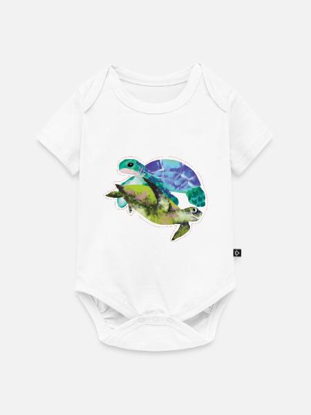 Aquarell Leitfähige Tropfen Schildkröte - Baby Premium Kurzarmbody - Weiß
