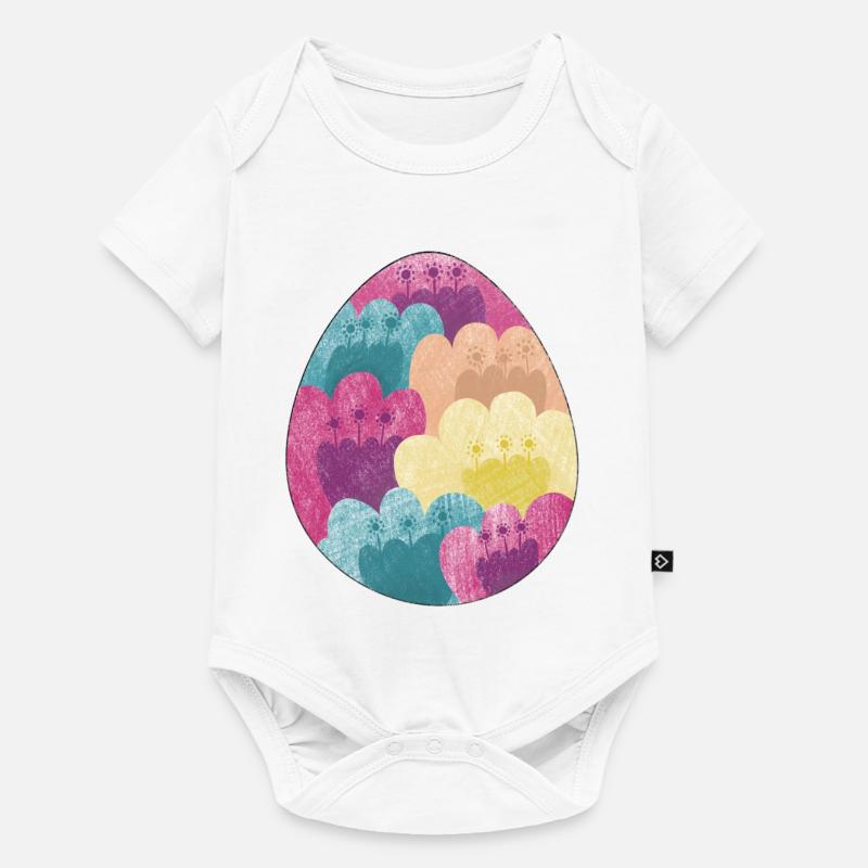 Colorful Easter egg with flower pattern - Baby Premium short-sleeve bodysuit - white