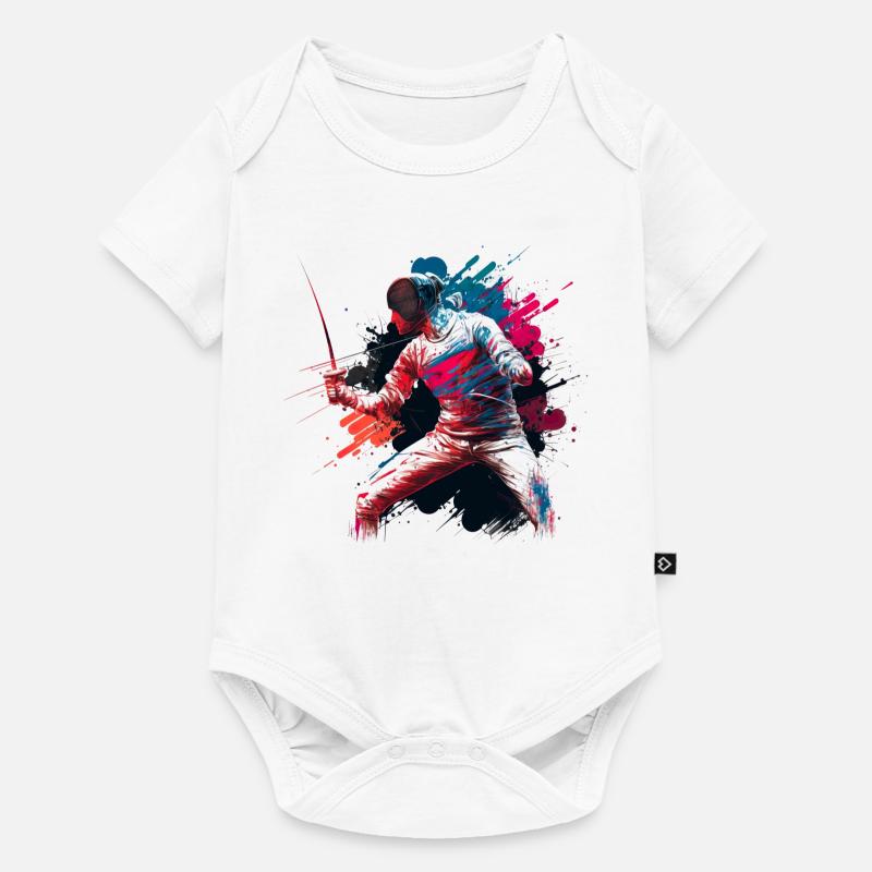 Farbexplosiver Fechter Graffiti - Baby Premium Kurzarmbody - Weiß