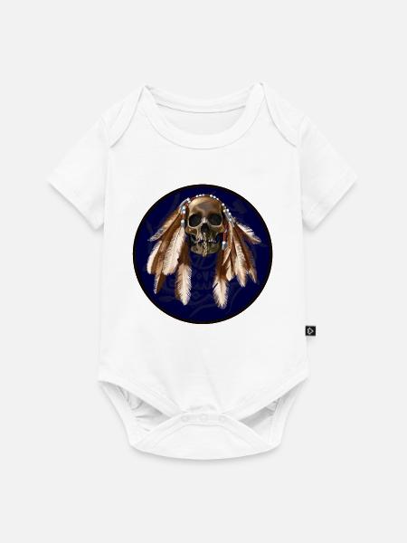 scull with feathers around - Baby Premium Kurzarmbody - Weiß