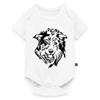 Tête de Border Collie - Body à manches courtes Premium Bébé - blanc - Devant