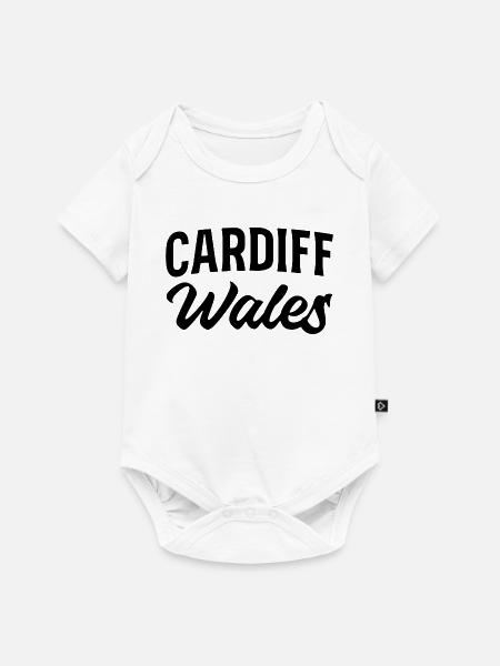 Cardiff Wales Retro Schriftzug - Baby Premium Kurzarmbody - Weiß