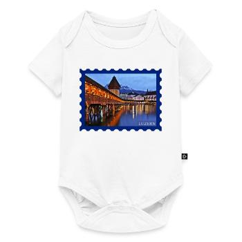 Luzern Holzbrücke Nachtstimmung - Baby Premium Kurzarmbody - Weiß - Vorne