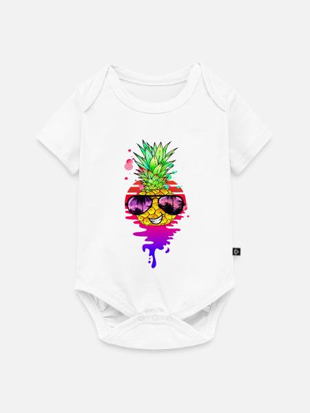 Lustige Retro Ananas - Baby Premium Kurzarmbody - Weiß