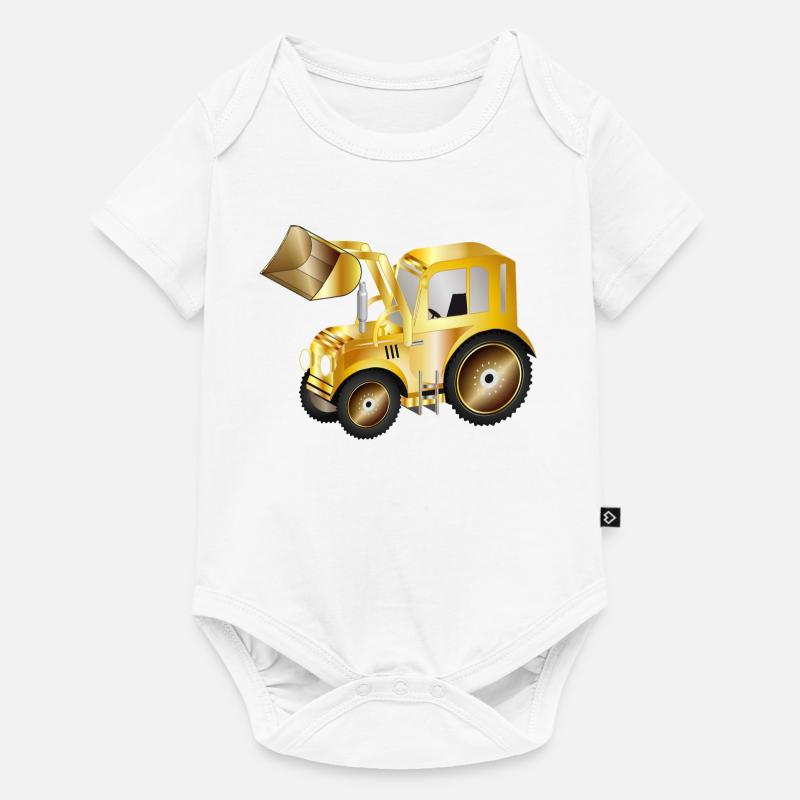 Chargeur frontal de tracteur dans les couleurs or pour les ventilateurs de tracteur - Body à manches courtes Premium Bébé - blanc