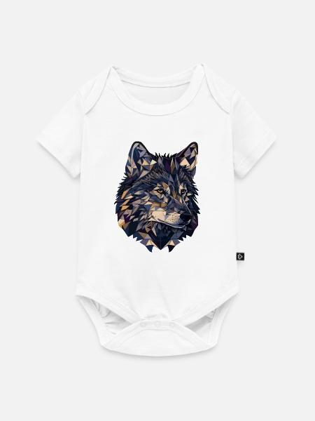 Stilisierter, geometrischer Wolf - Baby Premium Kurzarmbody - Weiß
