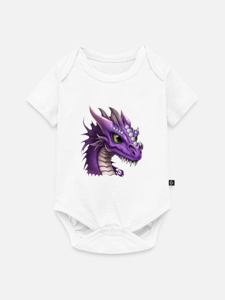 Lila Fantasy Drache - Baby Premium Kurzarmbody - Weiß