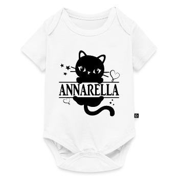 T-Shirt Annarella T-Shirt Katze Geschenkidee Katze Katze - Baby Premium Kurzarmbody - Weiß - Vorne