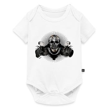 Skull motocycliste en look chromé métallique - Body à manches courtes Premium Bébé - blanc - Devant