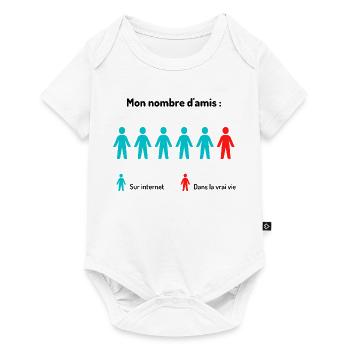 Cadeau humour: Amis Internet VS Amis réels - Body à manches courtes Premium Bébé - blanc - Devant