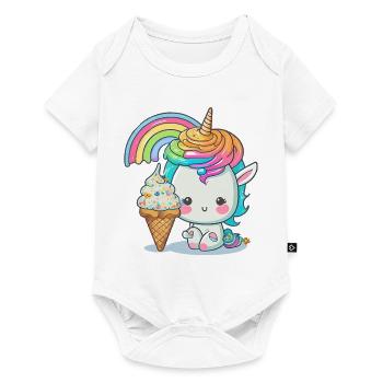 Unicorn paradise with rainbow hair - Baby Premium short-sleeve bodysuit - white - Front