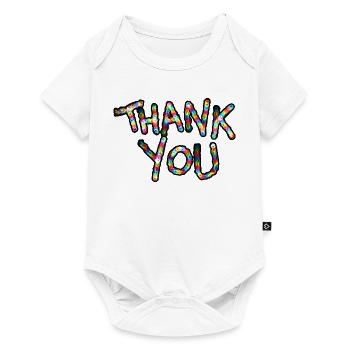 Merci couleurs néon Merci police - Body à manches courtes Premium Bébé - blanc - Devant