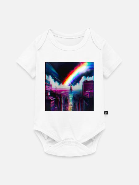Regenbogen City Art Futuristisch - Baby Premium Kurzarmbody - Weiß