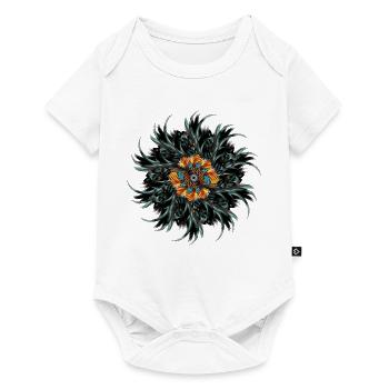 Ornement de mandala fait de plumes de coq dessinées - Body à manches courtes Premium Bébé - blanc - Devant