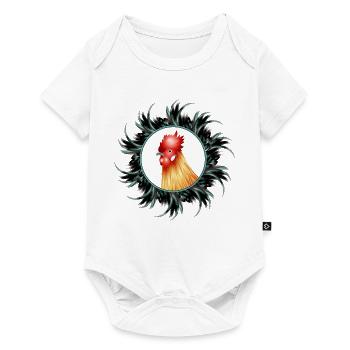 magnificent rooster in feather frame - Baby Premium short-sleeve bodysuit - white - Front