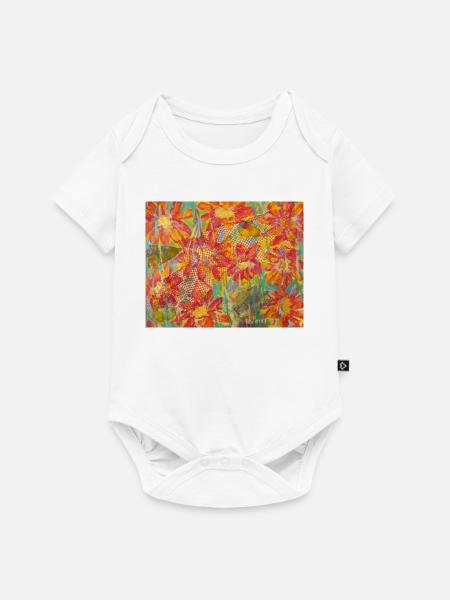 Lebendige Blumenwiese im Impressionstil - Baby Premium Kurzarmbody - Weiß