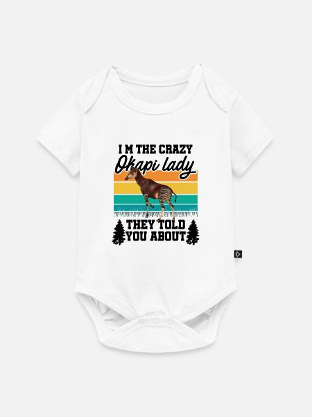 Ich bin die verrückte Okapi Lady - Baby Premium Kurzarmbody - Weiß