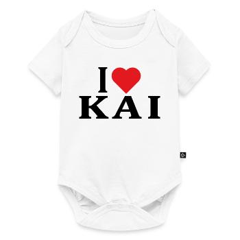 T-Shirt-Name Ich liebe Kai T-Shirt Geschenkidee - Baby Premium Kurzarmbody - Weiß - Vorne