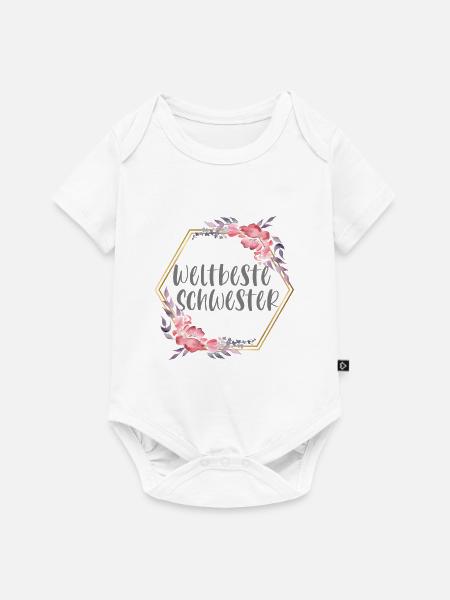 Weltbeste Schwester Schwesterherz Geschenk - Baby Premium Kurzarmbody - Weiß