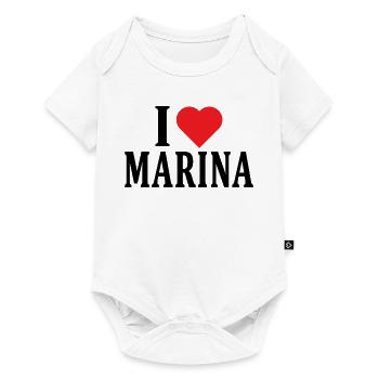 name t-shirt I love Marina t-shirt gift idea - Baby Premium short-sleeve bodysuit - white - Front