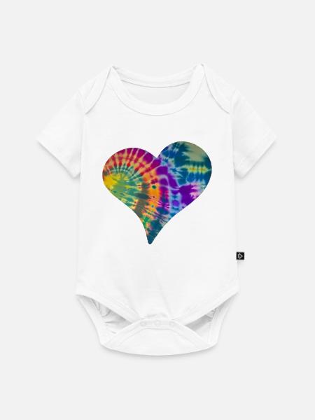 Tie Dye Herz - Baby Premium Kurzarmbody - Weiß