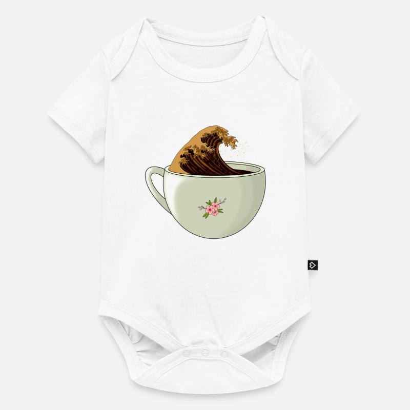 Die große Welle Koffein - Baby Premium Kurzarmbody - Weiß
