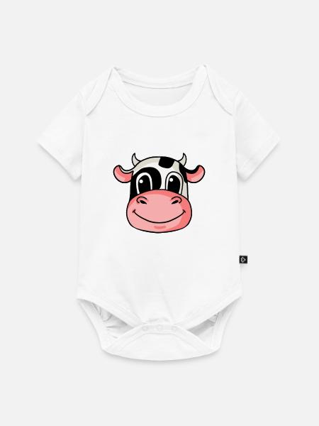 Kuh Kopf - Baby Premium Kurzarmbody - Weiß