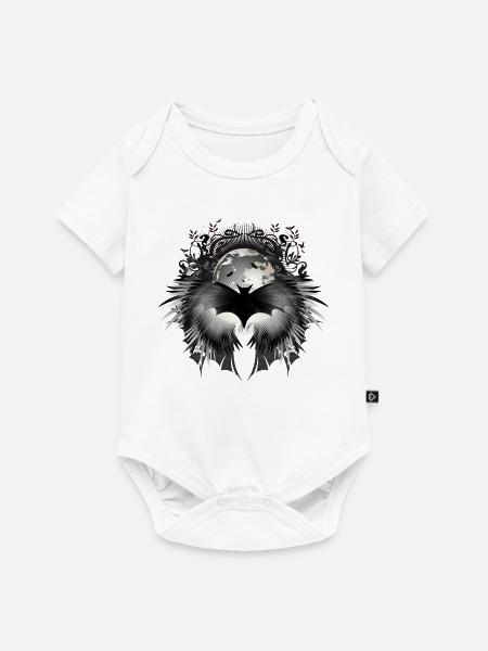 Fledermaus und Vollmond als geheimnisvolles Motiv - Baby Premium Kurzarmbody - Weiß