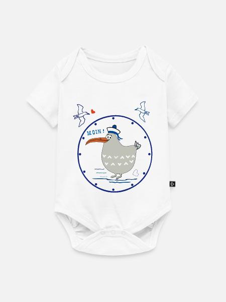 Moin, maritim, Möwe - Baby Premium Kurzarmbody - Weiß