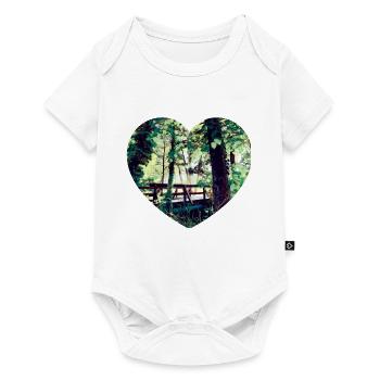 Herzmotiv Brücke im Frühgrün - Baby Premium Kurzarmbody - Weiß - Vorne