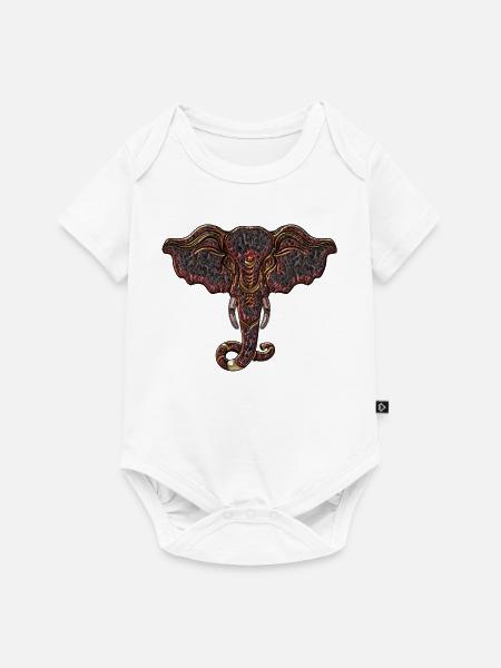dekorativer Elefantenkopf - Baby Premium Kurzarmbody - Weiß